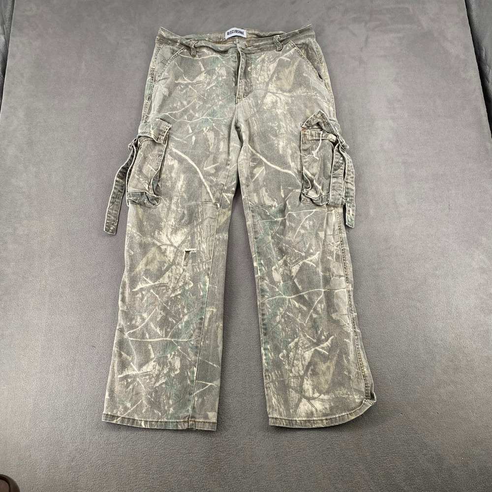 Disclosure Camo Cargo Pants Mens 13/31 Green Forest Camouflage Straight Utility